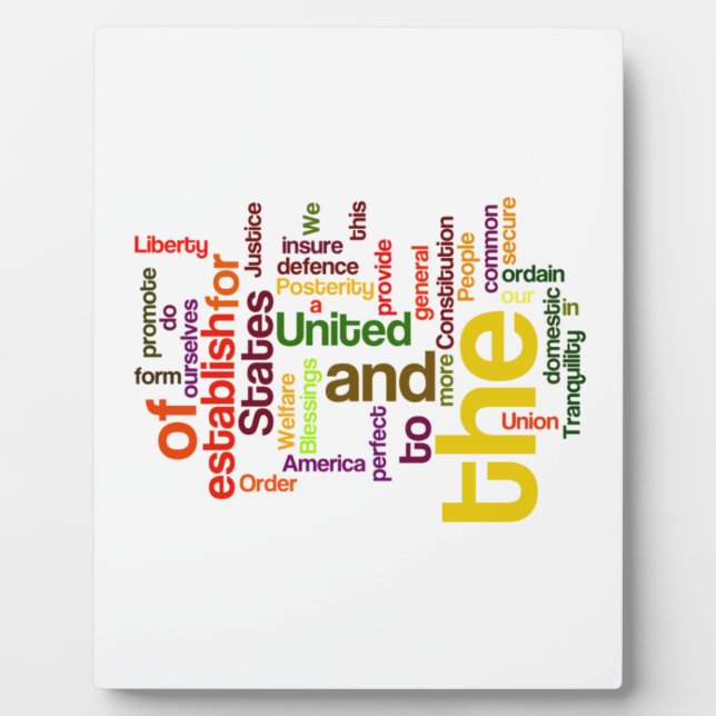 United States Constitution Preamble Word Cloud Plaque (Front)