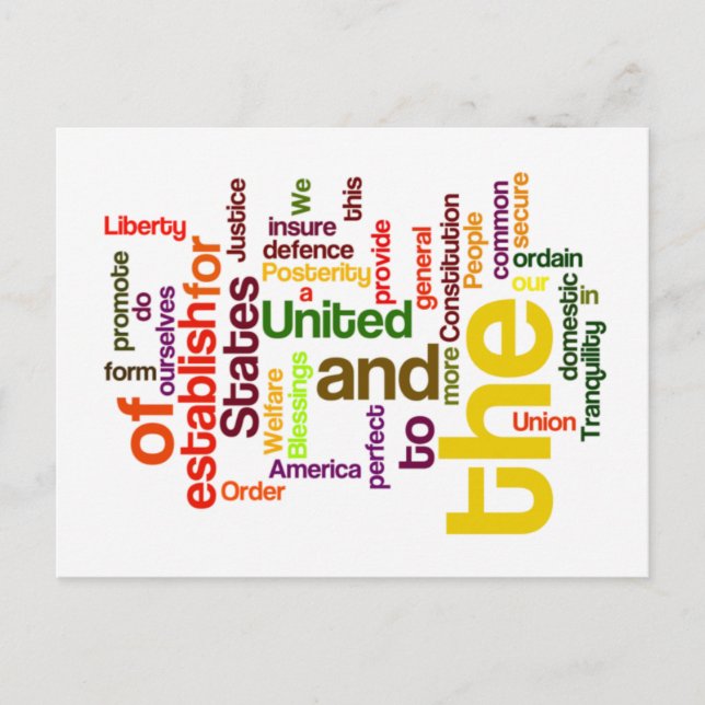 United States Constitution Preamble Word Cloud Postcard (Front)
