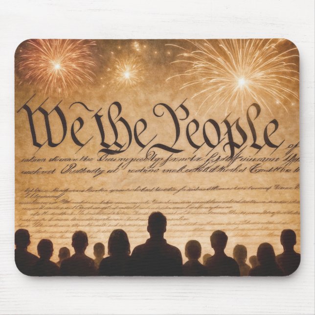 United States Constitution With Fireworks Mouse Pad (Front)