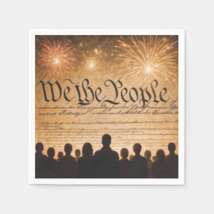 United States Constitution With Fireworks Napkin