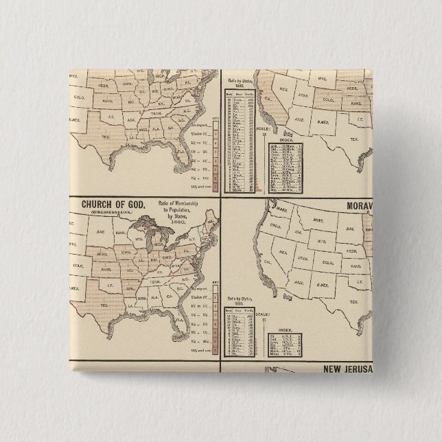 United States denominational statistics 2 Inch Square Button (Front)