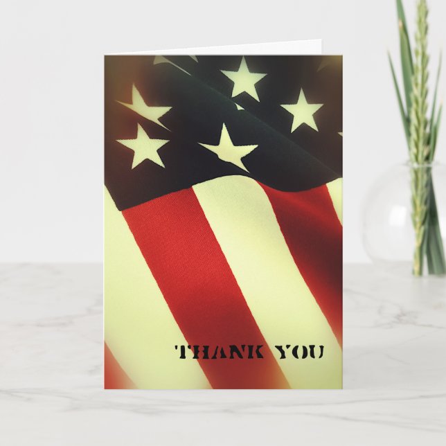 United States fabric flag Thank You Card (Front)