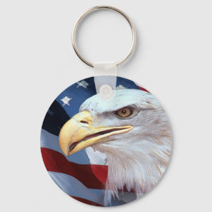 United States Flag and Bald Eagle Keychain