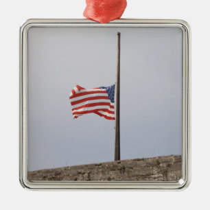 United States Flag at Half-Mast (USA) Metal Ornament