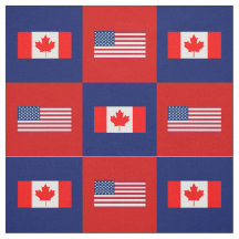 United States Flag, Canada Flag on Blue and Red
