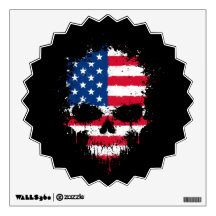 United States Flag Dripping Splatter Skull