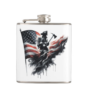 United States Flag. Firefighter Hip Flask