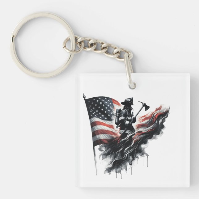  United States Flag. Firefighter Keychain (Front)