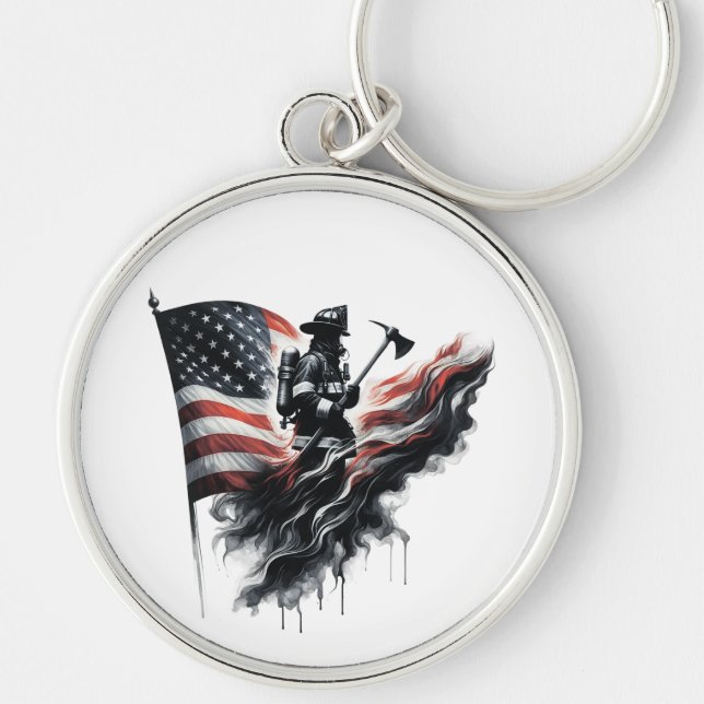  United States Flag. Firefighter Keychain (Front)