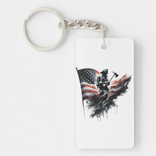  United States Flag. Firefighter Keychain (Front)