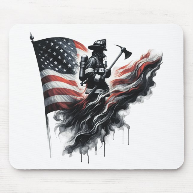  United States Flag. Firefighter Mouse Pad (Front)