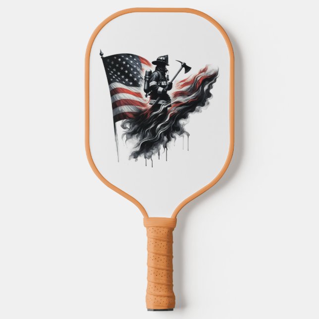  United States Flag. Firefighter Pickleball Paddle (Front)