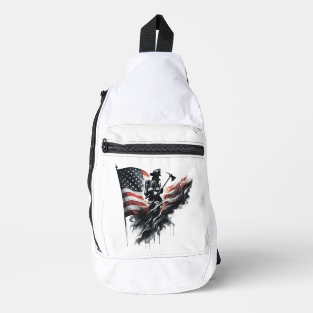  United States Flag. Firefighter Sling Bag (Front)