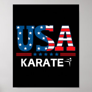 United States Flag Karate Usa Team Sport Karate  Poster