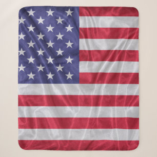 United States flag pattern on the fabric texture, Sherpa Blanket