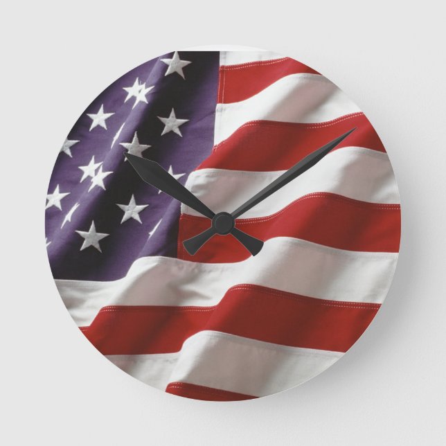 United States Flag Round Clock (Front)