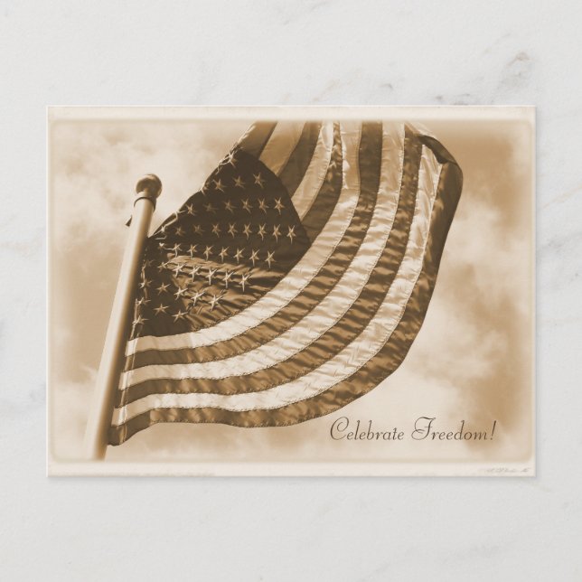 United States Flag Sepia Patriotic Postcard (Front)