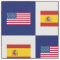 United States Flag, Spain Flag on Blue & White