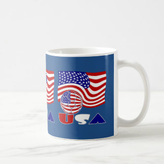 United States Flag USA Soccer Ball Blue Background Coffee Mug