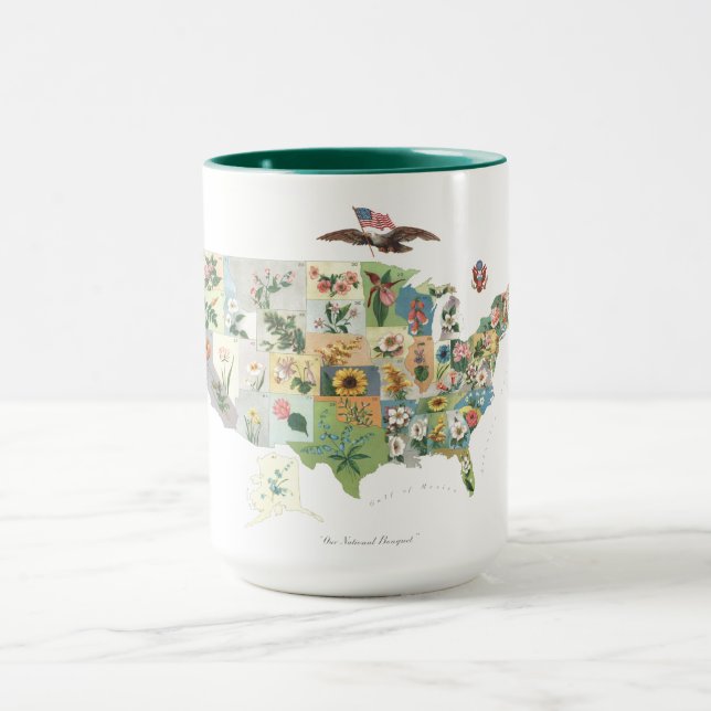 United States Flower Map - Our National Bouquet Mug (Center)