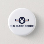 United States Hare Air Force Bunny 1 Inch Round Button<br><div class="desc">S. Hare Force.  Hop to it.</div>