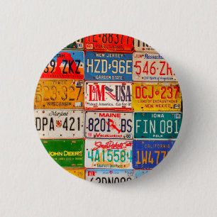 United States License Plates Art America 2 Inch Round Button