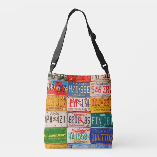 United States License Plates Art America Crossbody Bag (Back)