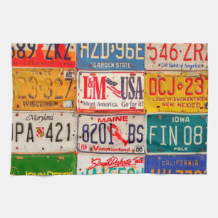 United States License Plates Art America Kitchen Towel