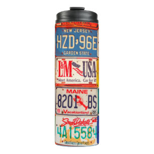 United States License Plates Art America Thermal Tumbler