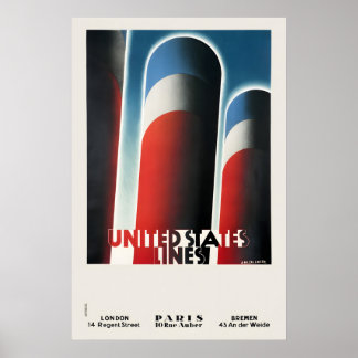 United States Lines Vintage Travel Poster Classic