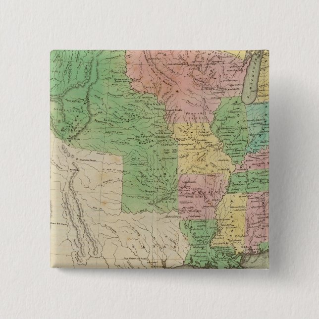United States Map 2 Inch Square Button (Front)