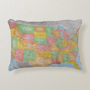 United States Map 3 Accent Pillow