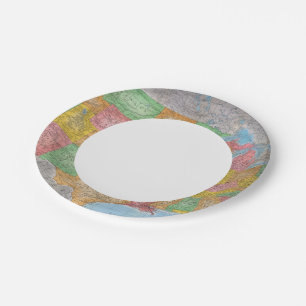 United States Map 3 Paper Plate