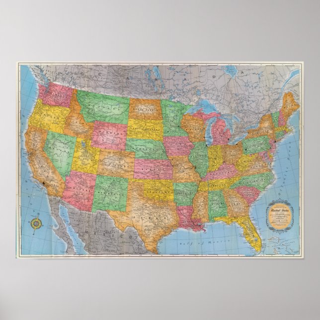 United States Map 3 Poster (Front)
