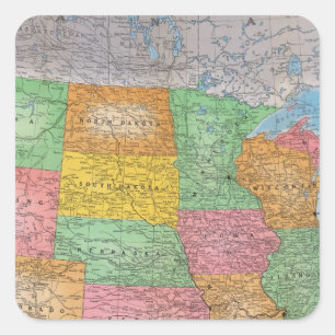 United States Map 3 Square Sticker
