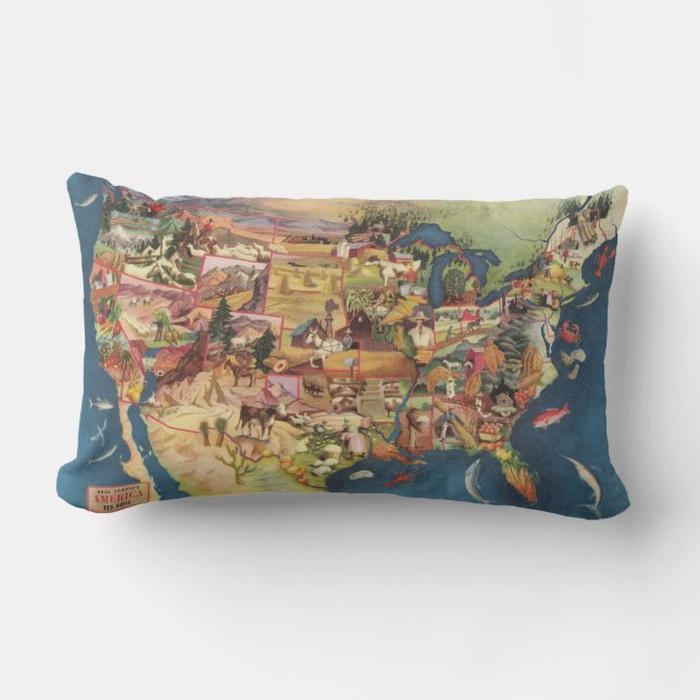 United States Map - American Farming & Agriculture Lumbar Pillow (Front)