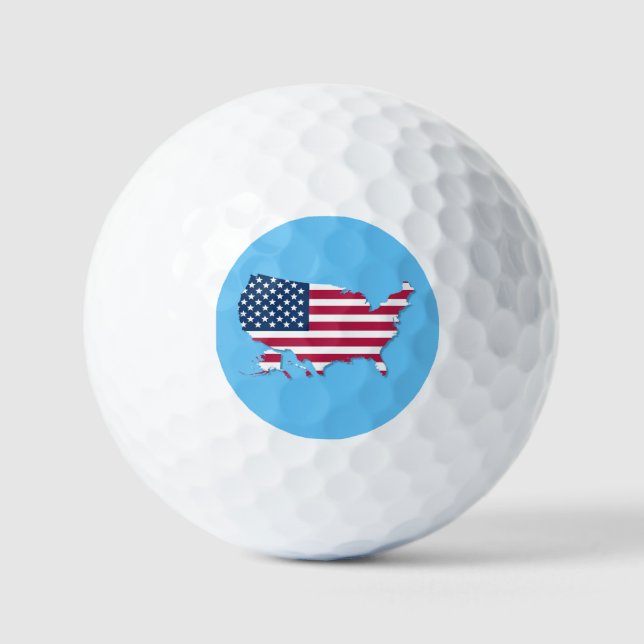United States Map and Flag Red White and Blue Golf Balls (Front)
