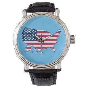 United States Map and Flag Red White and Blue Watch