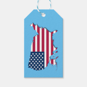 United States Map and Flag White Red and Blue Gift Tags