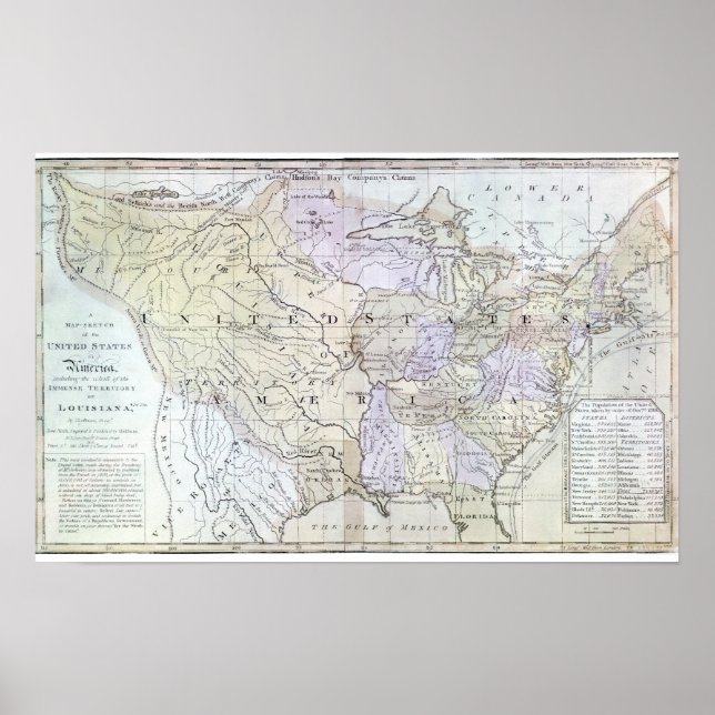 UNITED STATES MAP, c1812 Poster (Front)