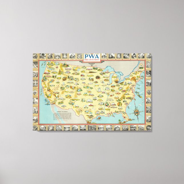 United States Map Canvas Print (Front)