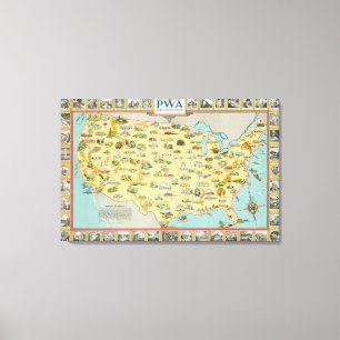 United States Map Canvas Print