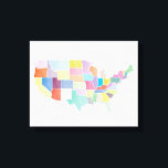 United States Map- Colourful Abstract Retro Canvas<br><div class="desc">A unique map of the United States,  created from colourful sketches and digital manipulation.</div>
