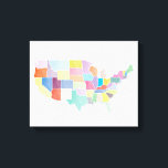 United States Map- Colourful Abstract Retro Canvas<br><div class="desc">A unique map of the United States,  created from colourful sketches and digital manipulation.</div>