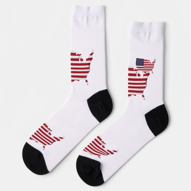 United States Map Filled with American Flag Socks (Left)