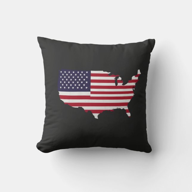 United States Map Filled with American Flag Throw Pillow (Front)