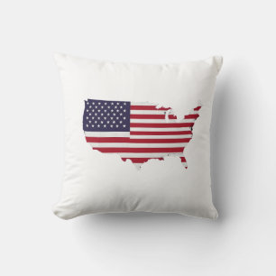 United States Map Filled with American Flag Throw Pillow
