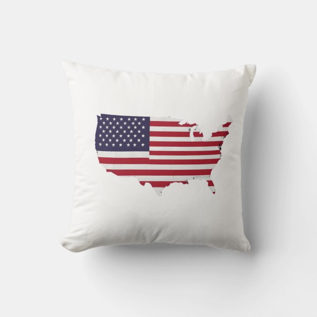 United States Map Filled with American Flag Throw Pillow (Front)