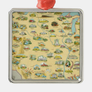 United States Map Metal Ornament
