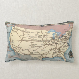 United States Map Ship the Skyway via Air Express Lumbar Pillow